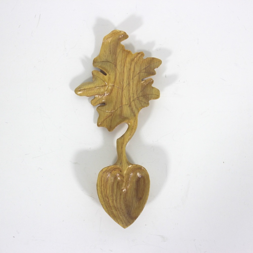 Hand Carved Wood Spoon Folk Art Treen Welsh Love Spoon